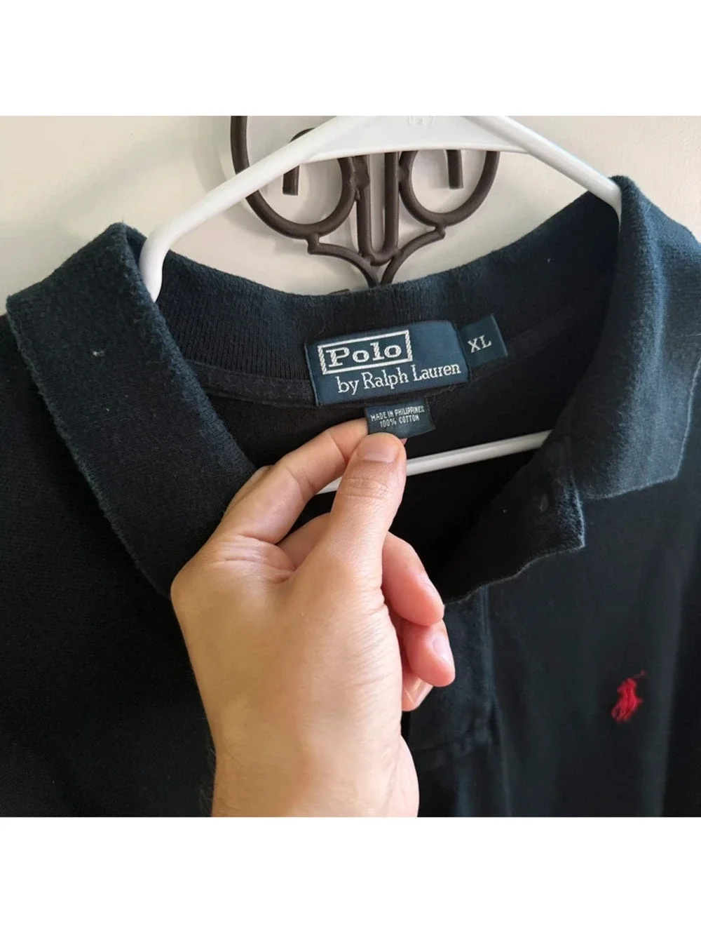 Polo Ralph Lauren Long Sleeve Polo Shirt XL Dark Navy Red Pony 100% Cotton